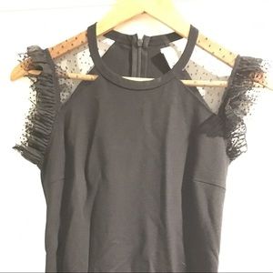 RED VALENTINO Sheer Lace Sleeve Mini Dress